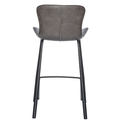 Set Of Two 35" Gray And Black Steel Low Back Counter Height Bar Chairs With Footrest