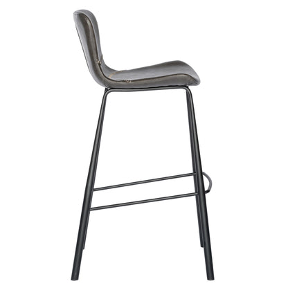 Set Of Two 40" Gray And Black Steel Low Back Bar Height Chairs With Footrest