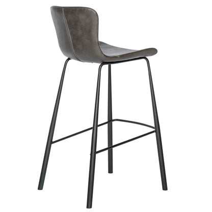 Set Of Two 40" Gray And Black Steel Low Back Bar Height Chairs With Footrest