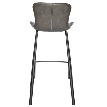 Set Of Two 40" Gray And Black Steel Low Back Bar Height Chairs With Footrest