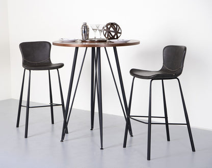Set Of Two 40" Gray And Black Steel Low Back Bar Height Chairs With Footrest