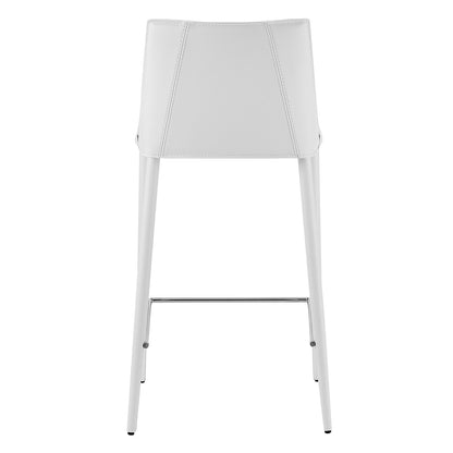 36" White Steel Low Back Counter Height Bar Chair With Footrest