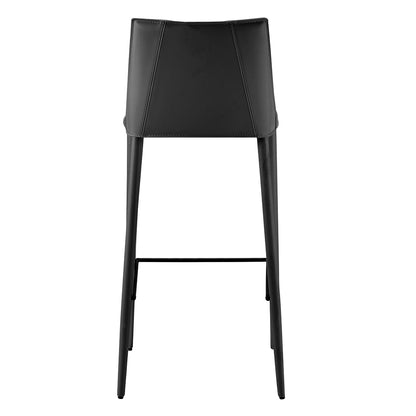 40" Black Steel Low Back Bar Height Chair With Footrest