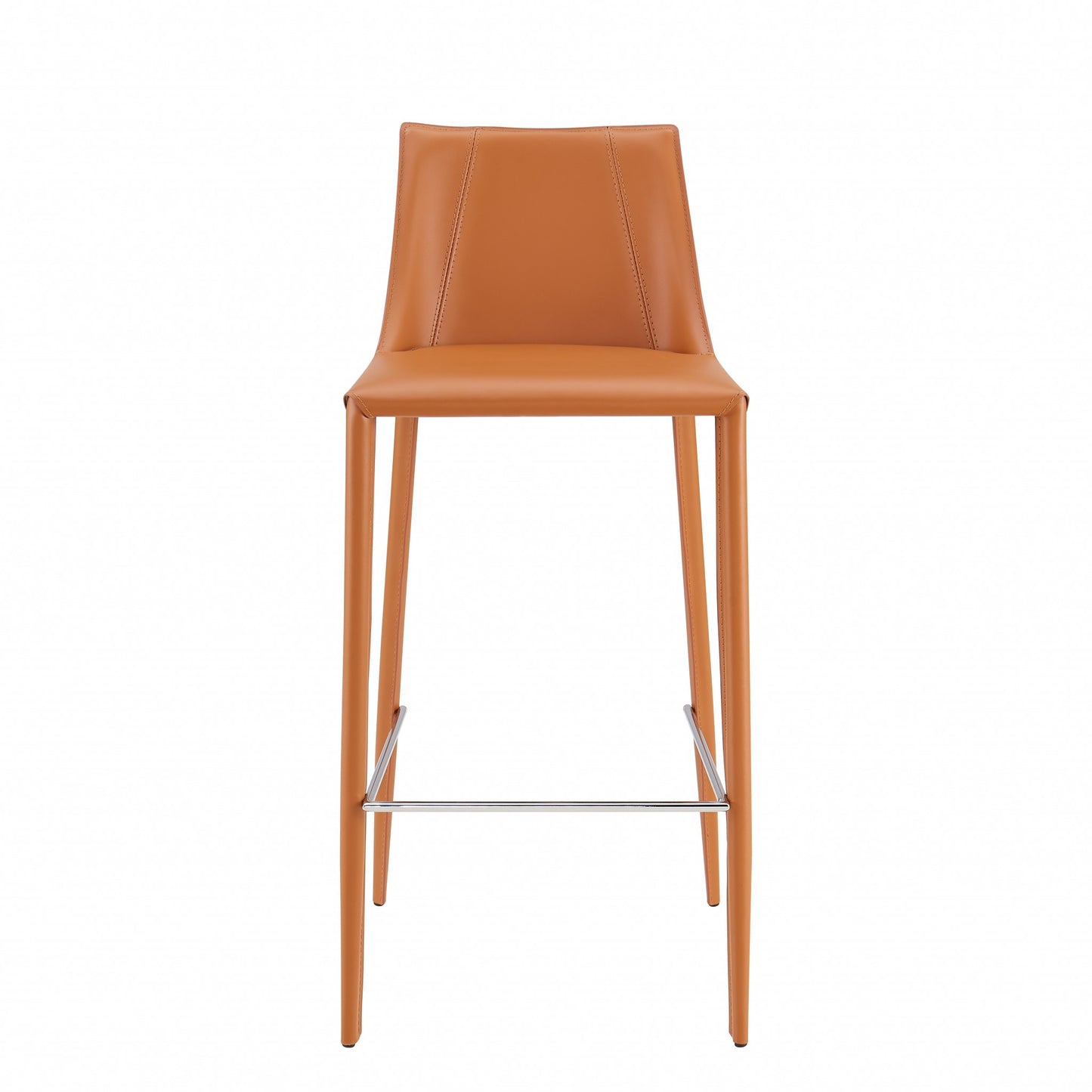 40" Terra Cotta Steel Low Back Bar Height Chair With Footrest