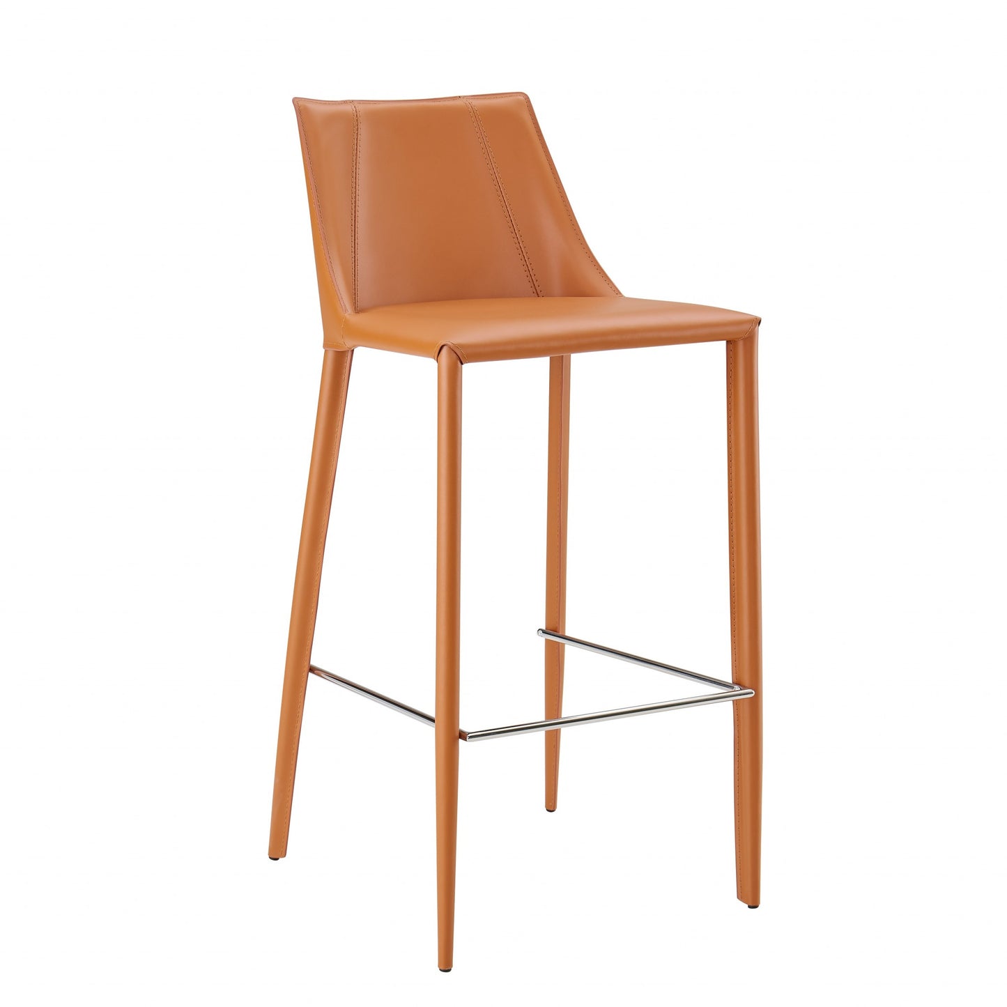 40" Terra Cotta Steel Low Back Bar Height Chair With Footrest