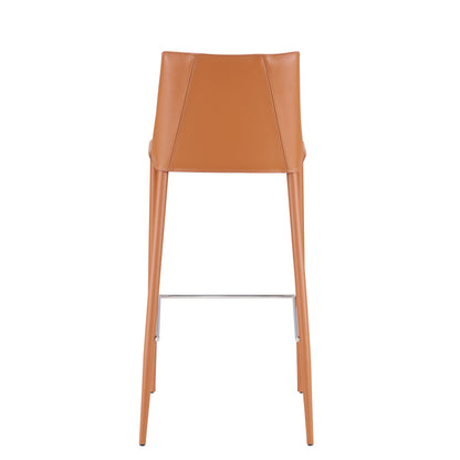40" Terra Cotta Steel Low Back Bar Height Chair With Footrest