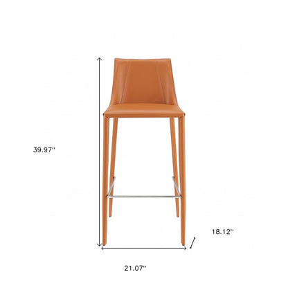 40" Terra Cotta Steel Low Back Bar Height Chair With Footrest