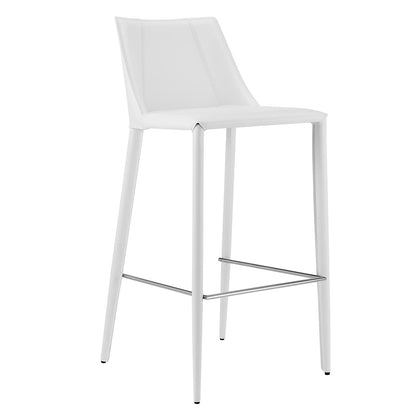 40" White Steel Low Back Bar Height Chair With Footrest