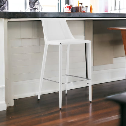40" White Steel Low Back Bar Height Chair With Footrest
