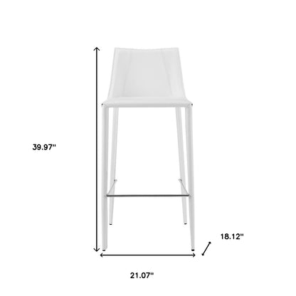 40" White Steel Low Back Bar Height Chair With Footrest