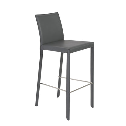 Set Of Two 41" Gray Steel Low Back Bar Height Chairs With Footrest
