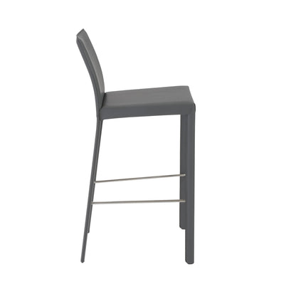 Set Of Two 41" Gray Steel Low Back Bar Height Chairs With Footrest