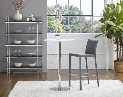Set Of Two 41" Gray Steel Low Back Bar Height Chairs With Footrest