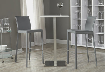Set Of Two 41" Gray Steel Low Back Bar Height Chairs With Footrest