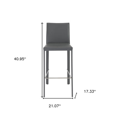 Set Of Two 41" Gray Steel Low Back Bar Height Chairs With Footrest