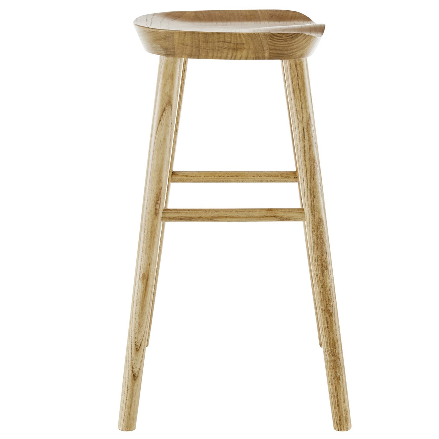 30" Light Natural Brown Solid Wood Bar Stool