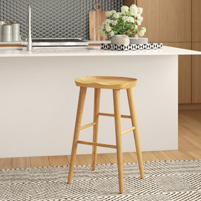 26" Light Natural Brown Solid Wood Counter Stool
