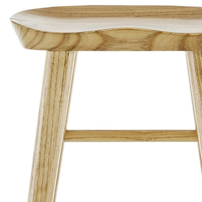 26" Light Natural Brown Solid Wood Counter Stool