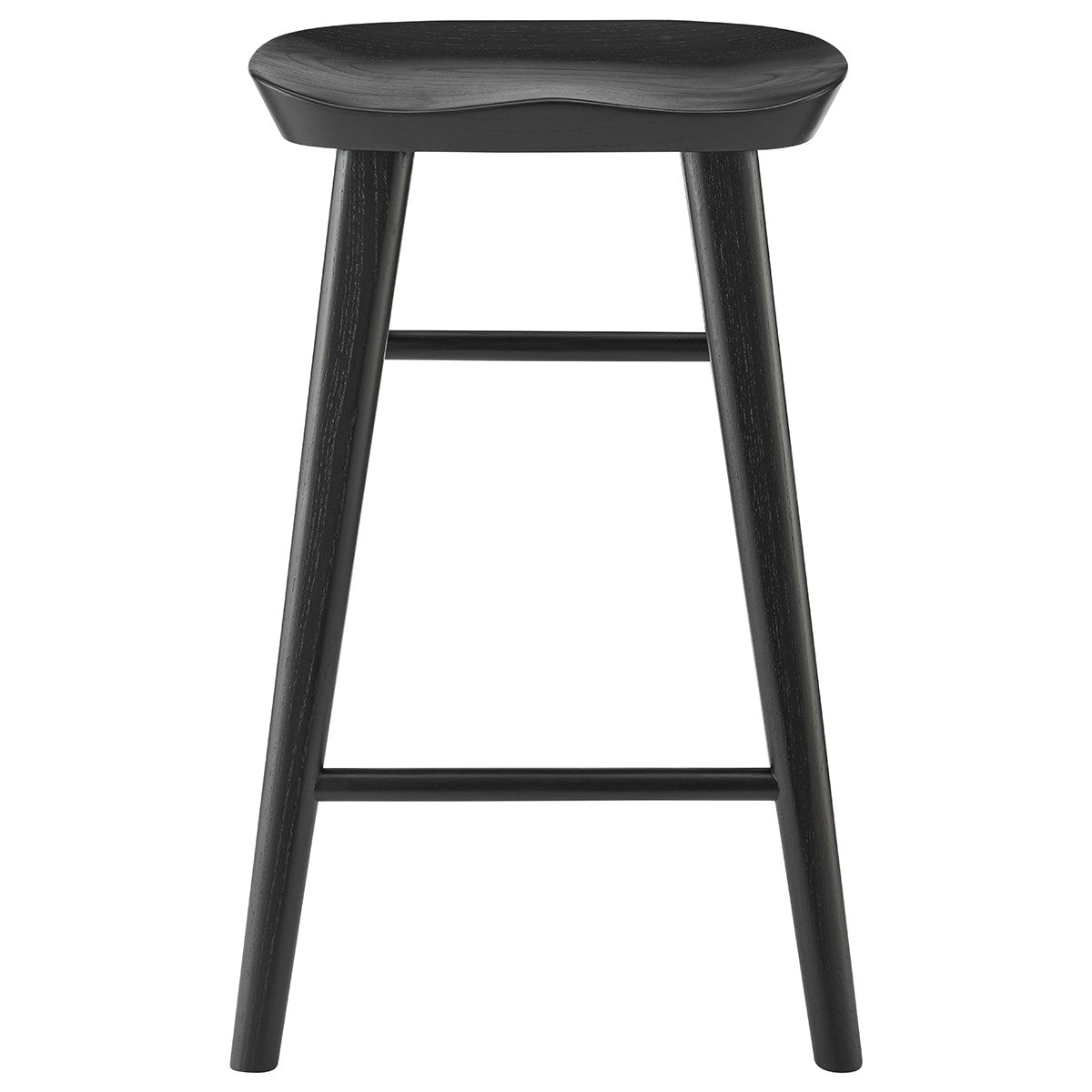 25" Black Backless Counter Height Bar Chair With Footrest