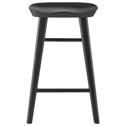 25" Black Backless Counter Height Bar Chair With Footrest