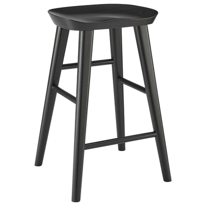 25" Black Backless Counter Height Bar Chair With Footrest