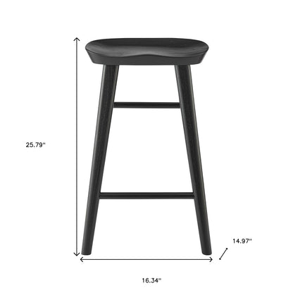 25" Black Backless Counter Height Bar Chair With Footrest