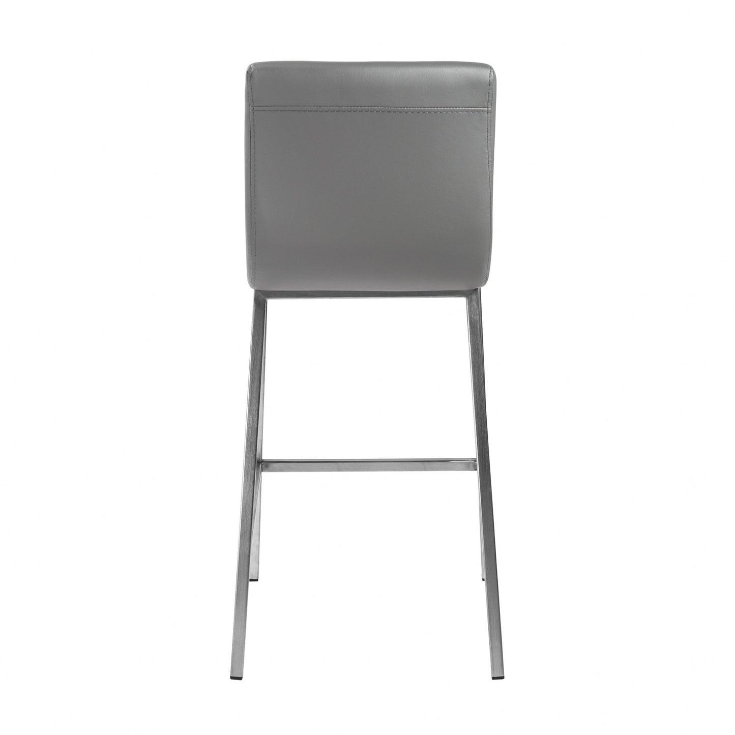 Set of Two 26" Gray And Silver Faux Leather Low Back Counter Height Bar Chairs
