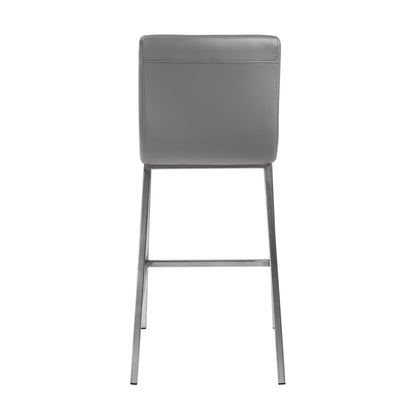 Set of Two 26" Gray And Silver Faux Leather Low Back Counter Height Bar Chairs