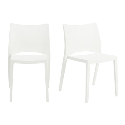 Set of Two White Stacking Indoor or Outdoor Chairs