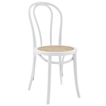 Set of Two Vintage Style White Cane Dining Chairs