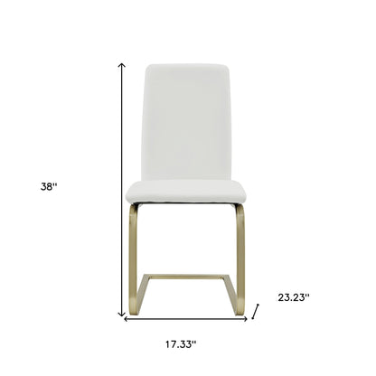 Set of Two Mod White and Gold Dining Chairs