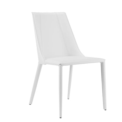 Sleek All White Faux Leather Dining or Side Chair