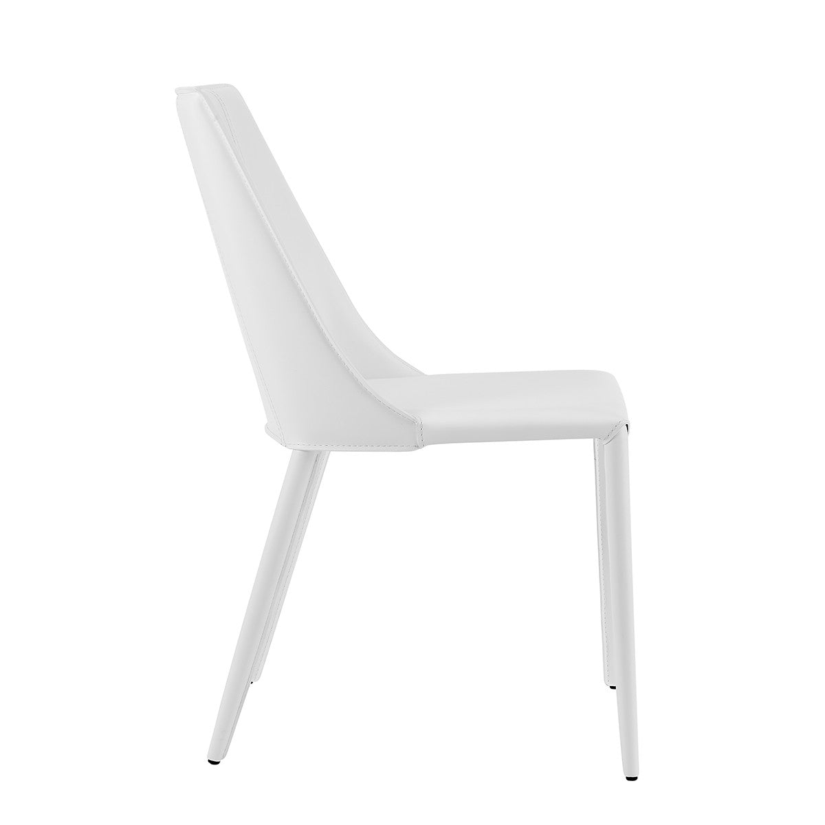 Sleek All White Faux Leather Dining or Side Chair