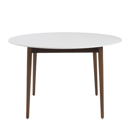 47" White and Brown Rounded Dining Table
