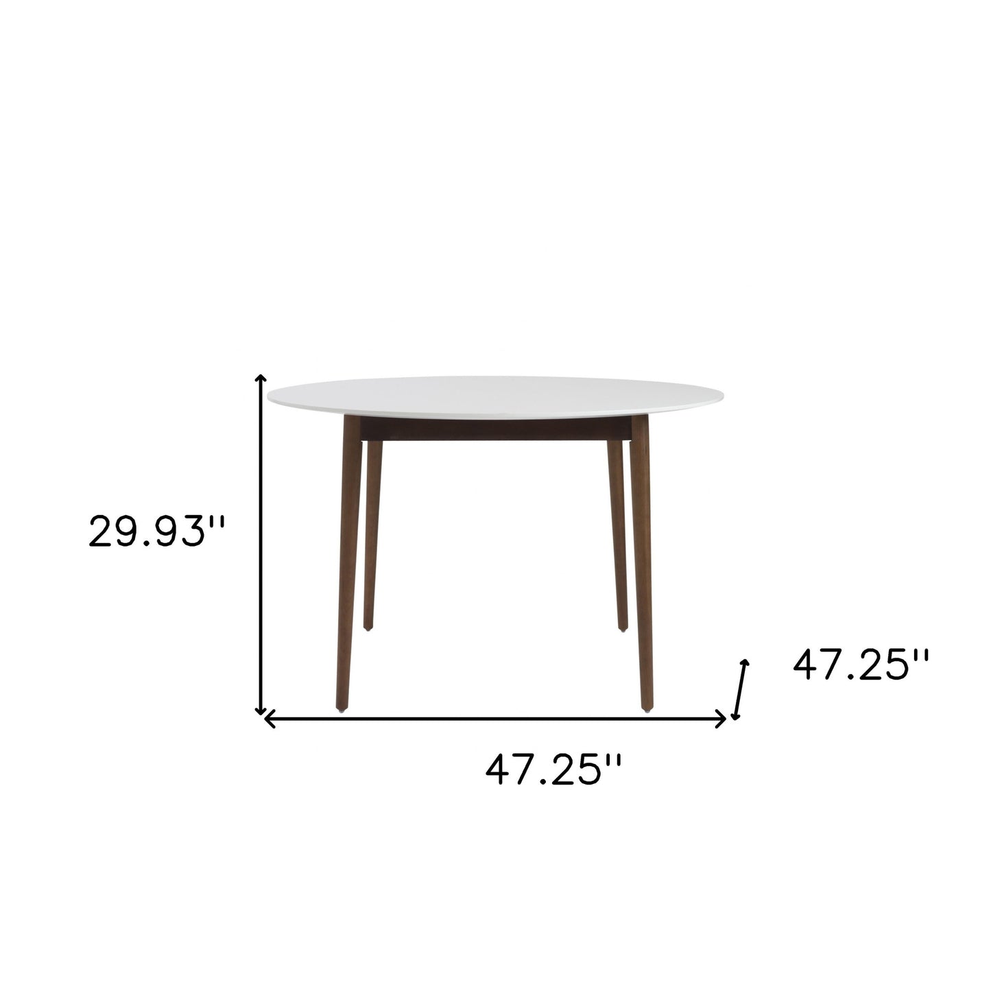 47" White and Brown Rounded Dining Table