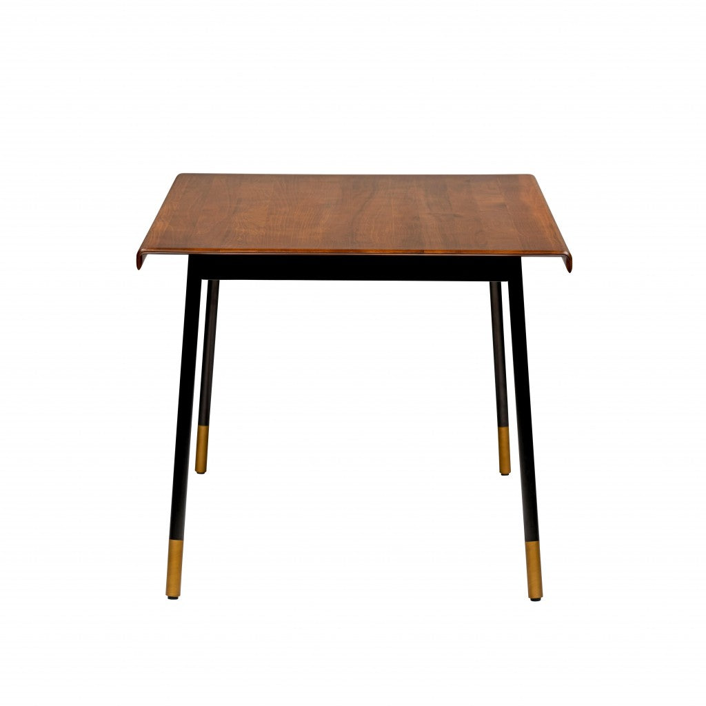 63" Brown Wood Dining Table with Black Steel Legs