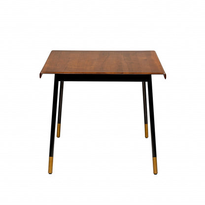 63" Brown Wood Dining Table with Black Steel Legs