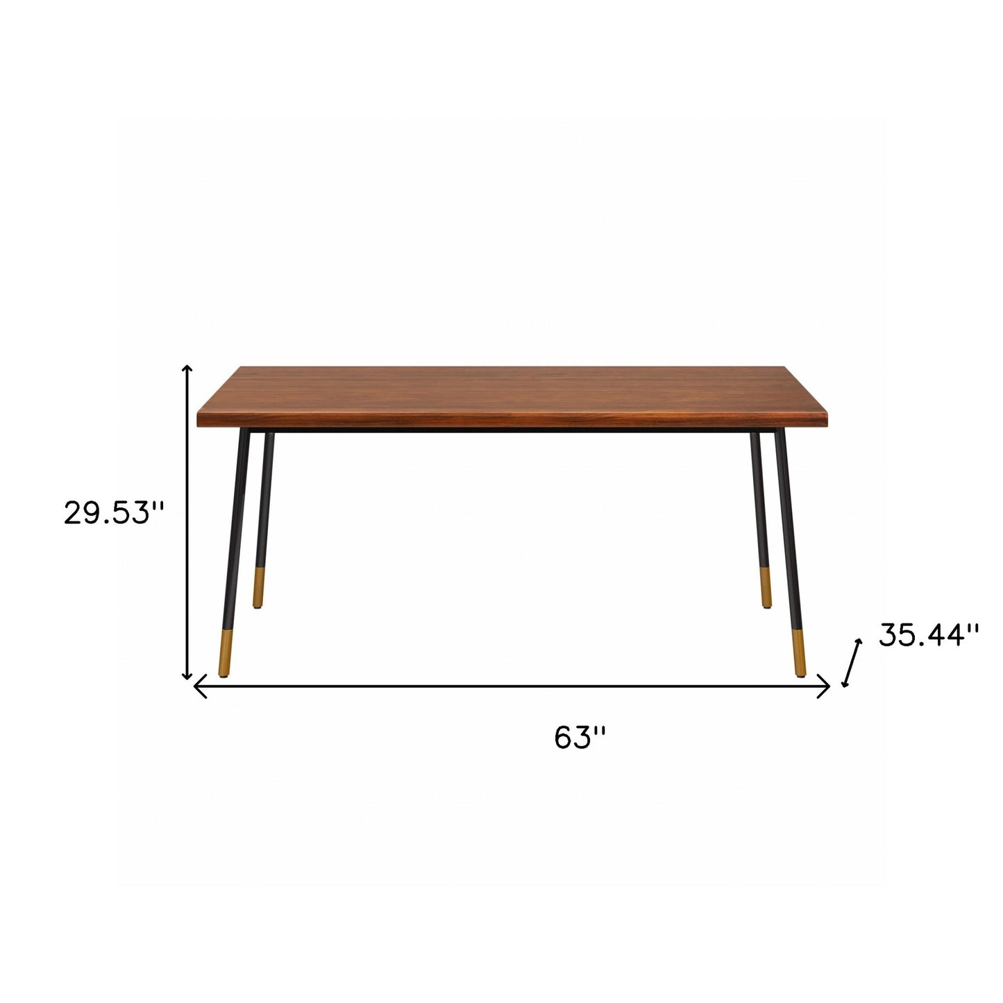 63" Brown Wood Dining Table with Black Steel Legs