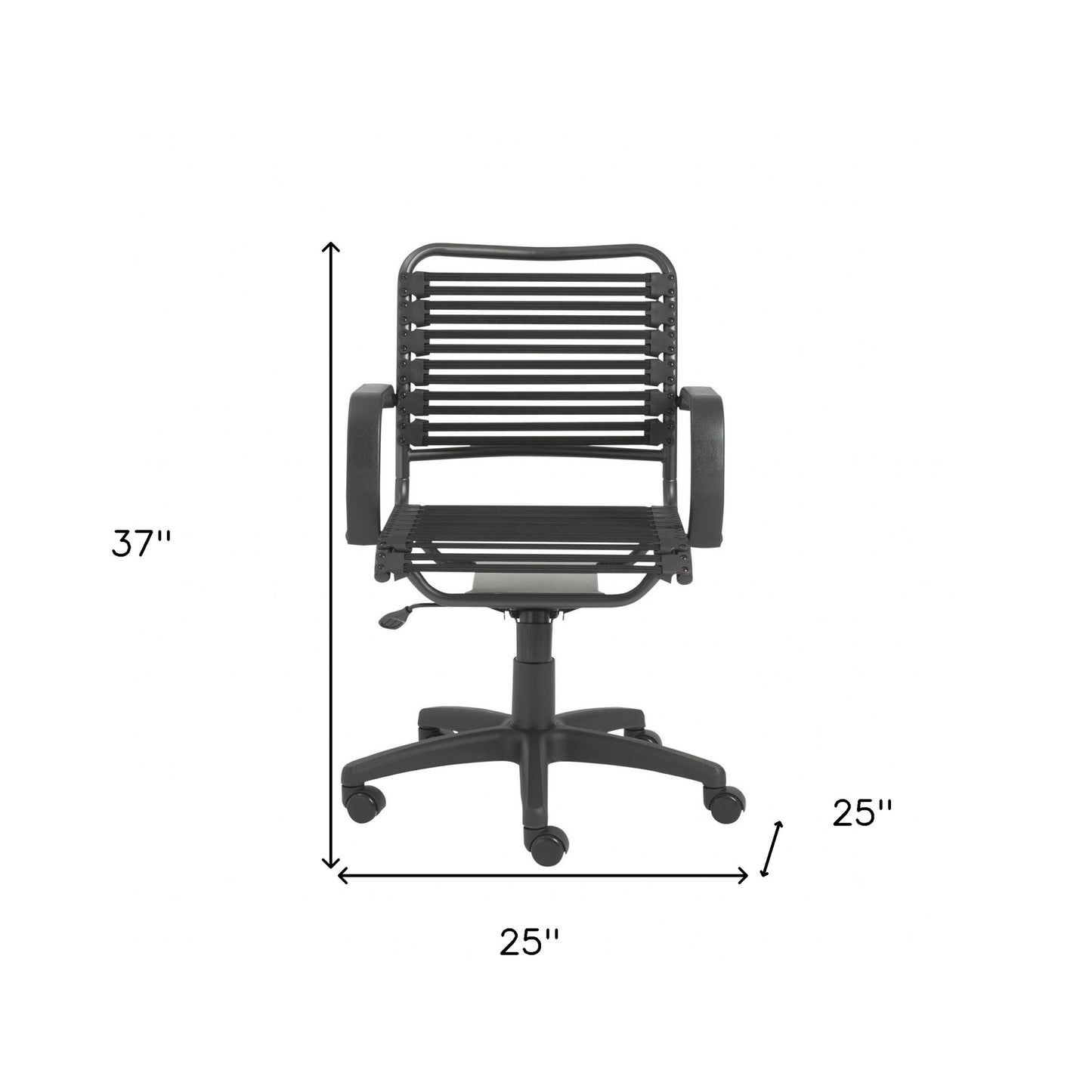 Black Swivel Adjustable Task Chair Bungee Back Steel Frame