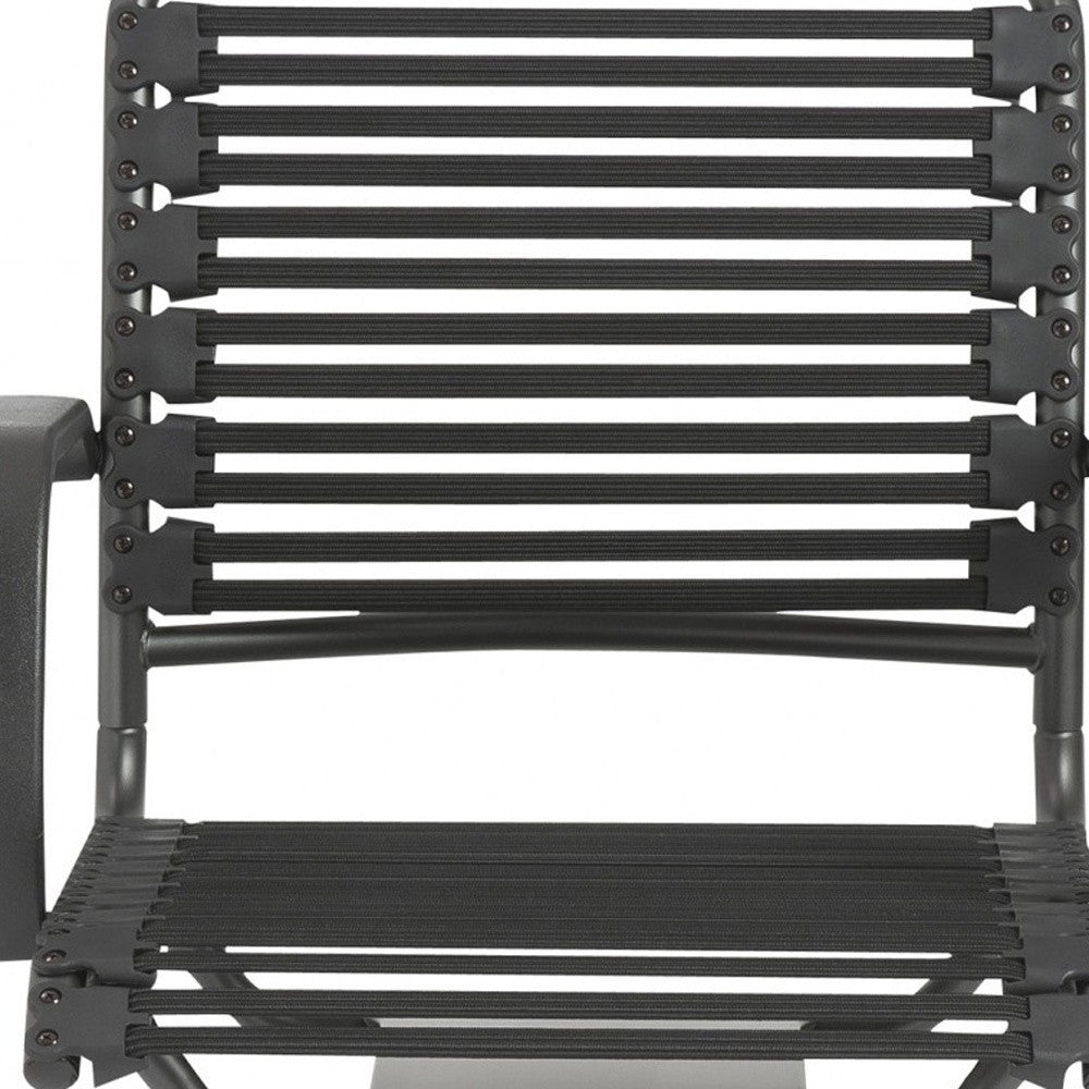 Black Swivel Adjustable Task Chair Bungee Back Steel Frame