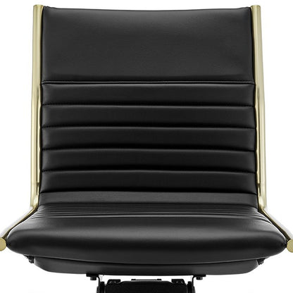 Black Faux Leather Seat Swivel Adjustable Executive Chair Leather Back Steel Frame