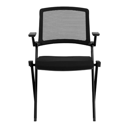 Set Of Two Black Polyester Blend Seat Swivel Task Chair Mesh Back Steel Frame