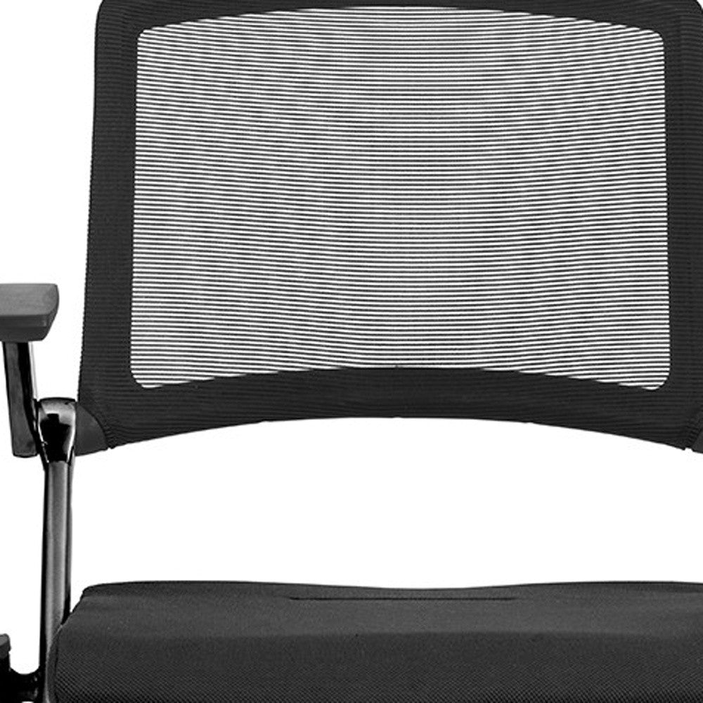 Set Of Two Black Polyester Blend Seat Swivel Task Chair Mesh Back Steel Frame