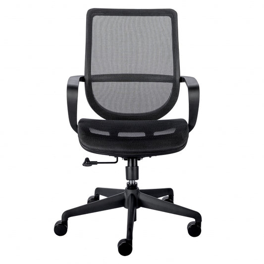 Black Swivel Adjustable Task Chair Mesh Back Plastic Frame