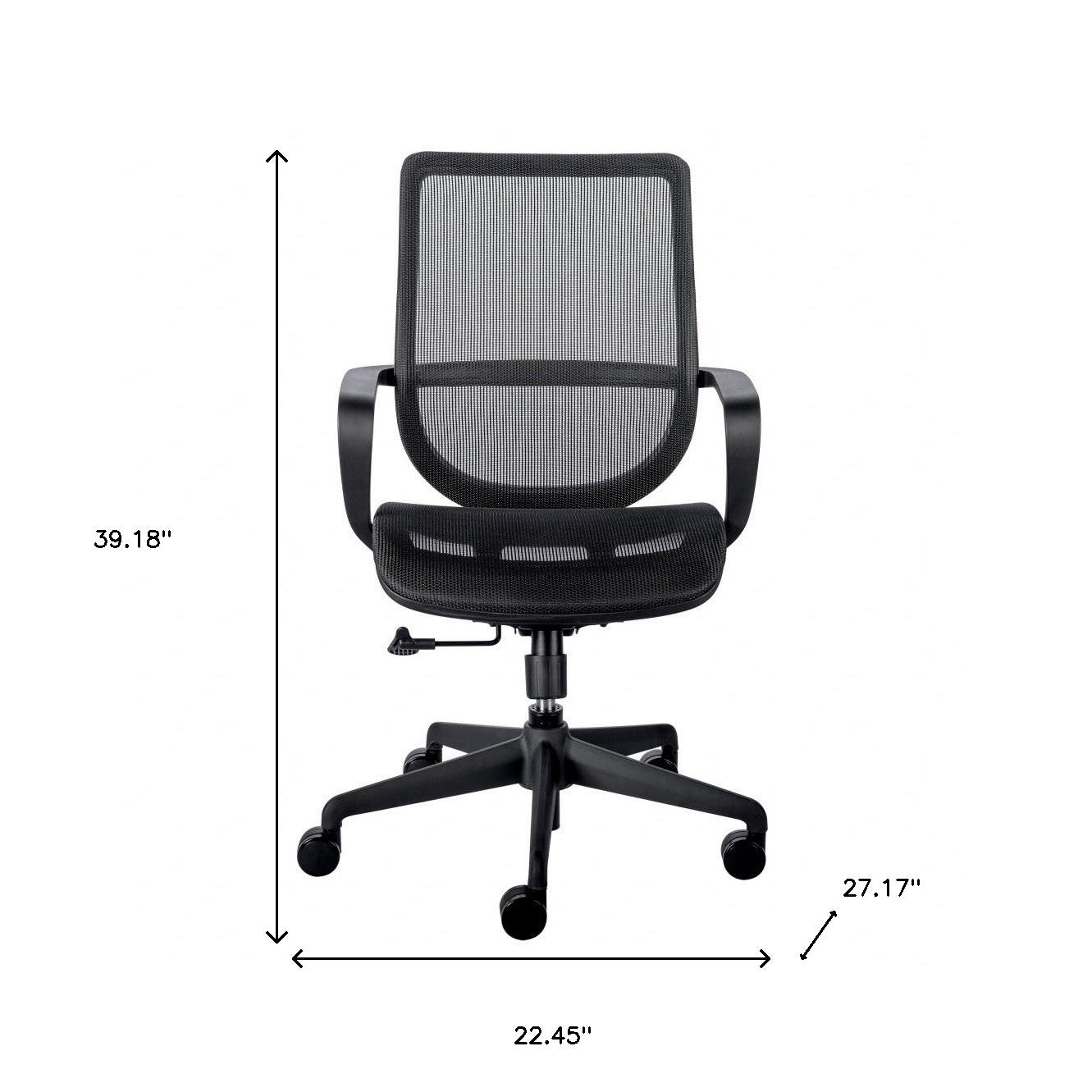 Black Swivel Adjustable Task Chair Mesh Back Plastic Frame