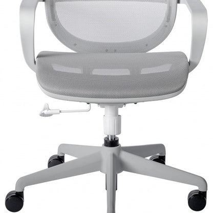 Gray Swivel Adjustable Task Chair Mesh Back Plastic Frame