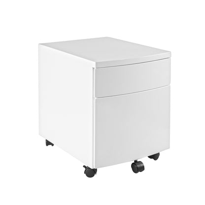 White Two Drawer Rolling Filing Cabinet