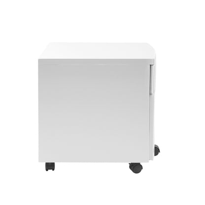 White Two Drawer Rolling Filing Cabinet