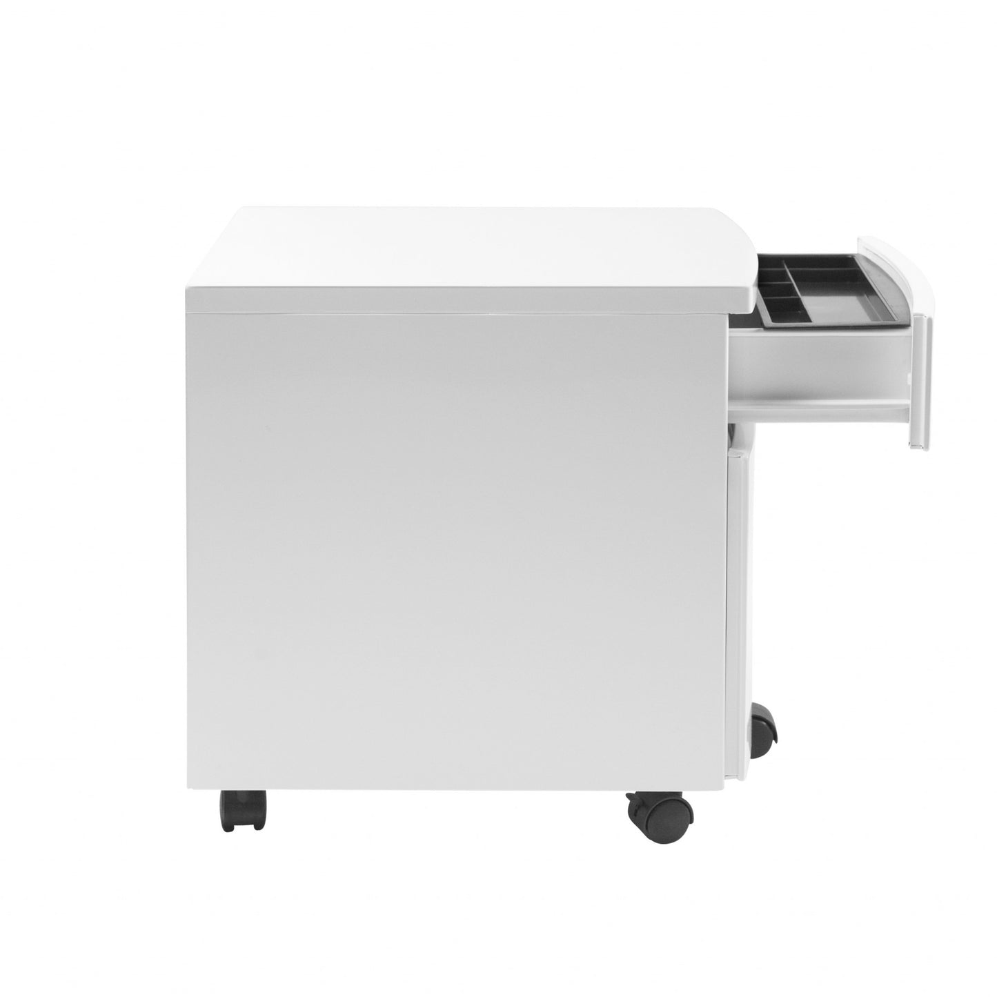 White Two Drawer Rolling Filing Cabinet