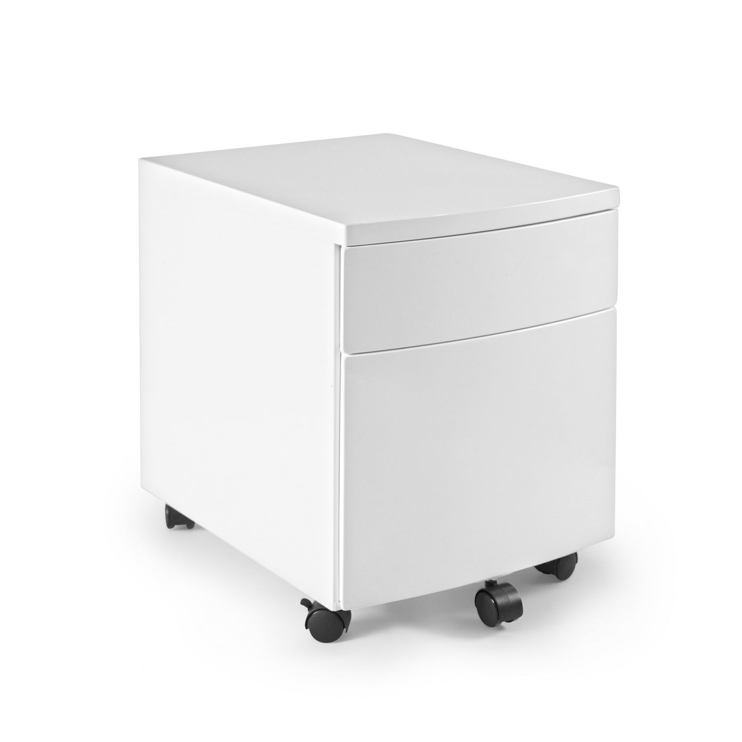 White Two Drawer Rolling Filing Cabinet